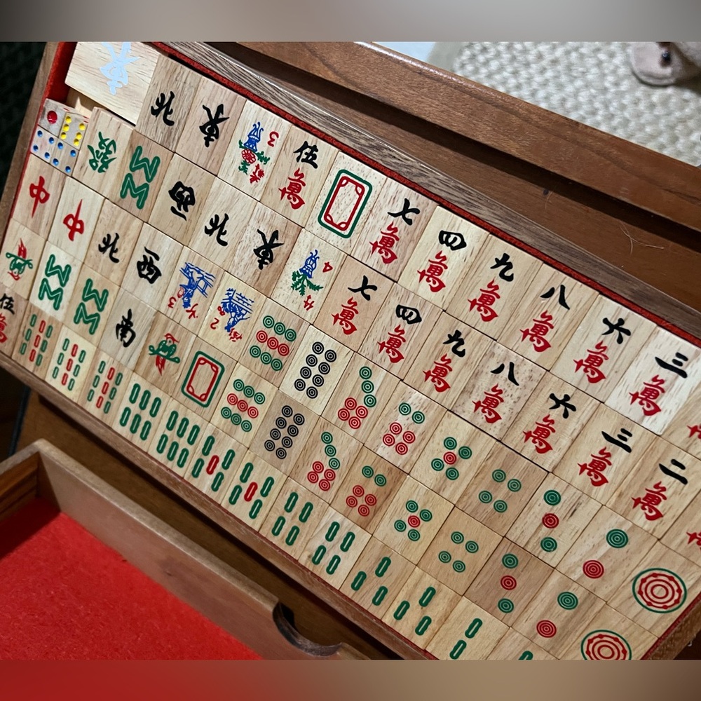 Handcrafted Wooden Mahjong Set from Pottery Barn, never used